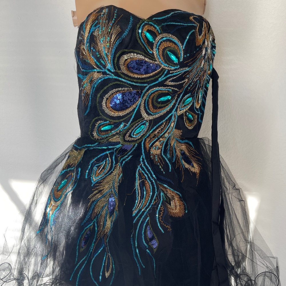 Brand new peacock embroidery mini dress
